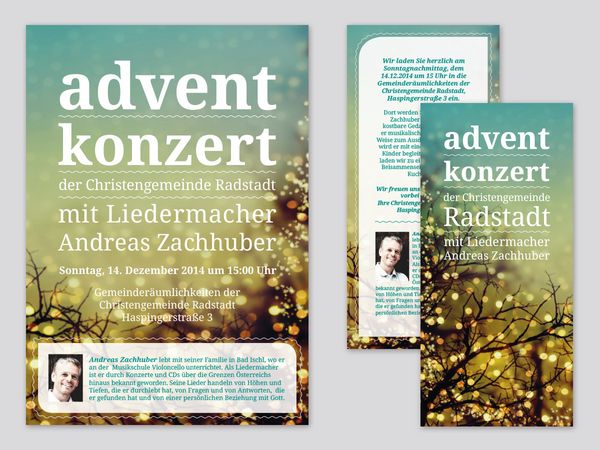 Christengemeinde Radstadt - Adventkonzert - Plakate und Flyer beidseitig