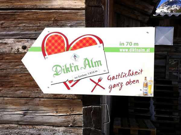 Diktnalm - Wegweiser aus Dibond direkt bedruckt und konturgeschnitten