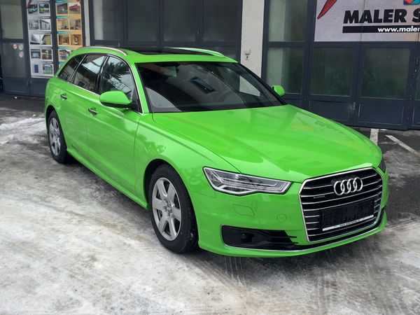 Scheicher Adnet - Audi Car-Wrapping mit gruener gegossener Hochleistungsfolie