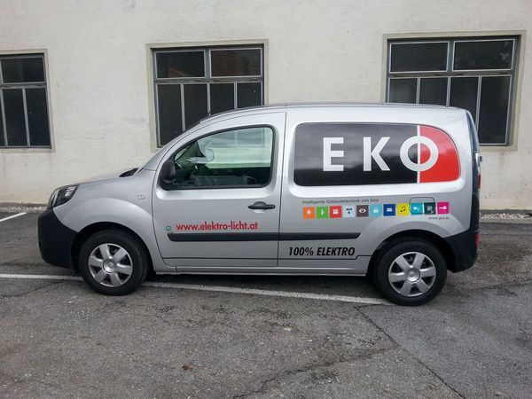 EKO Elektro Kontriner Bischofshofen - Renault Kango mit Digitaldruck auf Autohochleistungsfolie beschriftet