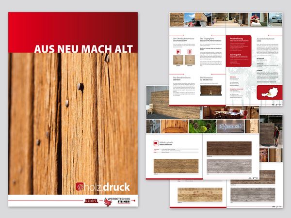 Werbetechnik Steiner - Broschuere Altholzdruck