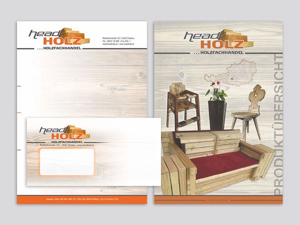 Head Holz Flachau - Briefpapier, Kuverts und Imagebroschuere