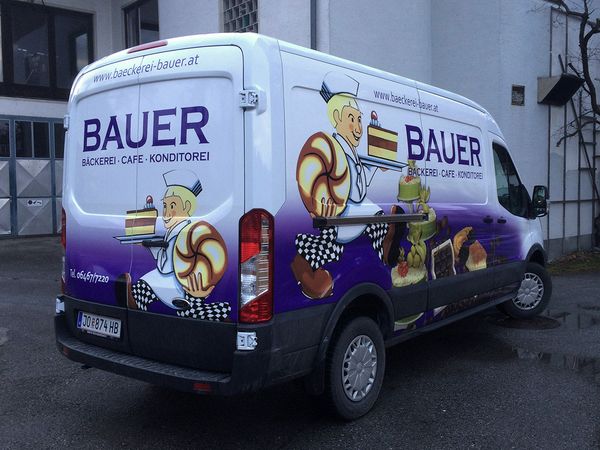 Bauer Baeckerei - Autobeschriftung mit Digitaldruck auf Hochleistungsfolie