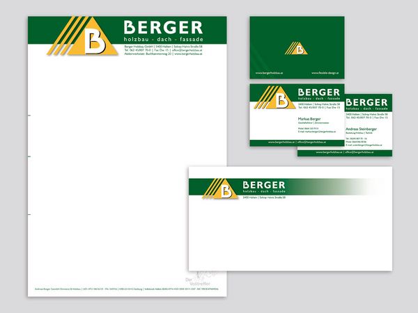 Berger Holzbau Hallein - Briefpapier, Kuvert und Visitenkarten