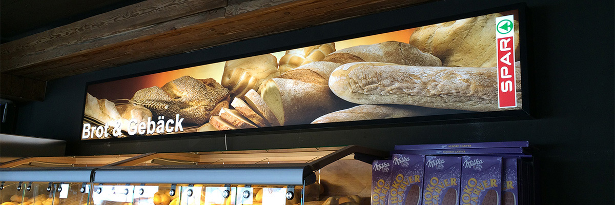 Spar Obertauern - Alu-Leuchtkasten mit beschrifteter Plexiglasabdeckung