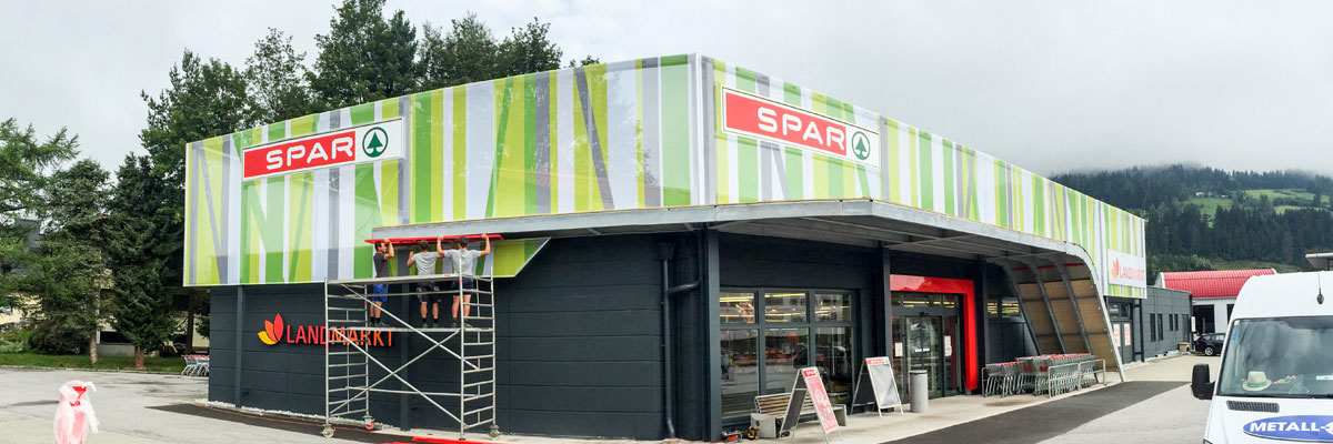 Spar Landmarkt Altenmarkt - Fassadenbespannung an zwei Seiten