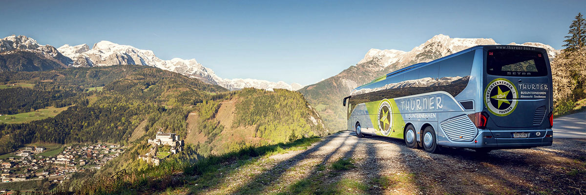 Thurner Busreisen Altenmarkt - Busbeschriftung mit Digitaldruck auf Hochleistungsfolie (Foto: Daniel Sobietzki - www.sobietzki.at)